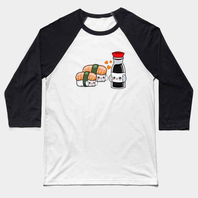 All i need is sushi and soya, Kawaii sushi and soya cartoon. Baseball T-Shirt by JS ARTE